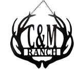 Personalized Couple Initial Last Name Sign For Outdoors or Inside, Custom Deer Buck Elk Antler Sign for Deer Hunting Couple Gift Wedding, Anniversary, New Home Cabin Rustic Ranch