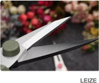 Leize Flower Scissors, Premium Thickened Stainless Steel Floral Shears, Strong Pruner for Flowers, Branches and Leaves (Grey Green Slender 2Pics)