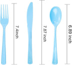 WDF 160 Piece Blue Plastic Silverware - Heavy Duty Blue Silverware Includes 80 Forks, 40 Spoons, 40 Knives, Disposable Plastic Utensils Perfect for Wedding, Graduation, Party