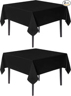 sancua Black Square Tablecloths 54x54 Inch, 2 Pack - Fabric Table Cloth for Square or Round Tables, Washable Polyester Table Cover for Dinner, Holiday Party, Decorative Display Tables