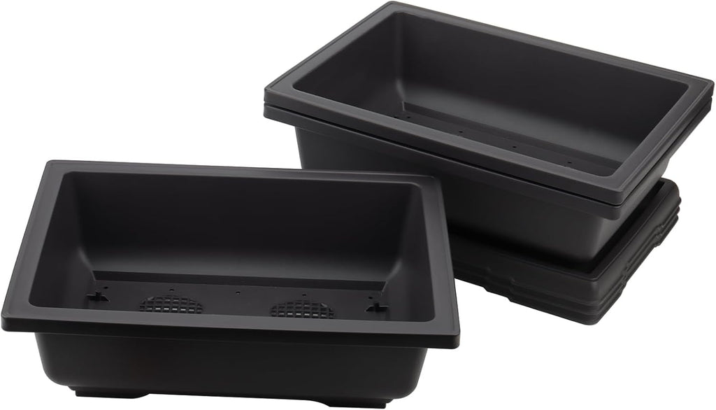 KINJOEK 3 PCS 14 Inch Plastic Bonsai Pots, Large Bonsai Training Pot with Drainage Trays, Rectangular Plant Bonsai Tree Pots for Garden, Indoor, Home Decorative