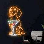 Dachshund Drinking Martini Neon Sign, Dachshund LED Light, Cocktail LED Sign, Wine Bar Club Neon Wall Decor Size:22inches