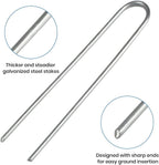Landscape Staples 6 Inch Galvanized Garden Stakes 150 Pack,Garden Staples Heavy-Duty Sod Pins Anti-Rust Fence Stakes Securing Pegs for Barrier Fabric Irrigation Tubing Hose Weed