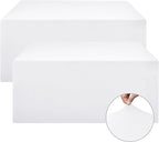 Nasitos White Fitted Table Covers for 6 Foot Tables - 72 x 30 Inch - 2 Pack Stretch Spandex Rectangle Table Clothes, Wrinkle Resistant Tablecloths for Parties, Trade Show, Craft Show, Birthday