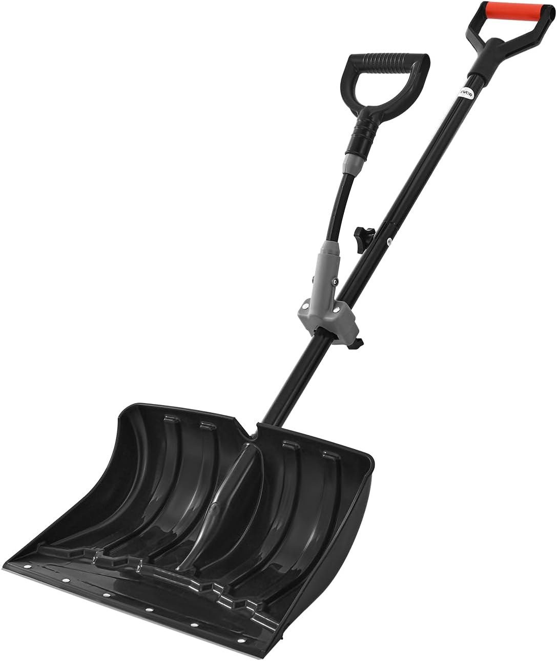 VEVOR Snow Shovel for Driveway, 18 in Wide Plastic Snow Shovel with Assist D-Shaped Handles, Non Slip Grip, Large Capacity Snowplow Shovels, Lightweight Snows Removal Tool for Garden Car Camping