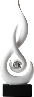 AWNR Abstract White Sculpture Decor: Flame Statue with Glass Ball Resin Art Figurines Unique Centerpiece Table Decorations Modern Home Decor Living Room TV Stand Coffee Table Office Decor
