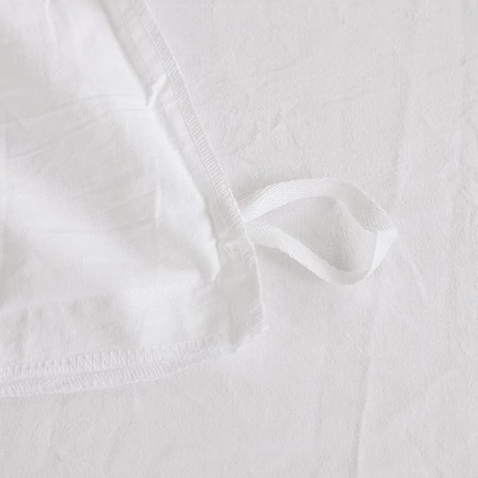 FACE TWO FACE Bedding Duvet Cover Set 3 Pieces 100% Washed Cotton Duvet Cover Linen Like Textured Breathable Durable Soft Comfy (Queen, White)