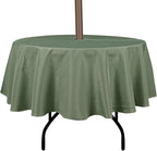 Outdoor Tablecloth Wrinkle-Free Stain Resistant Waterproof Polyester Fabric Table Cover with Zipper Umbrella Hole for Picnic/Party/Dinner/Patio Garden(60inch Round,Zippered,Sage Green)