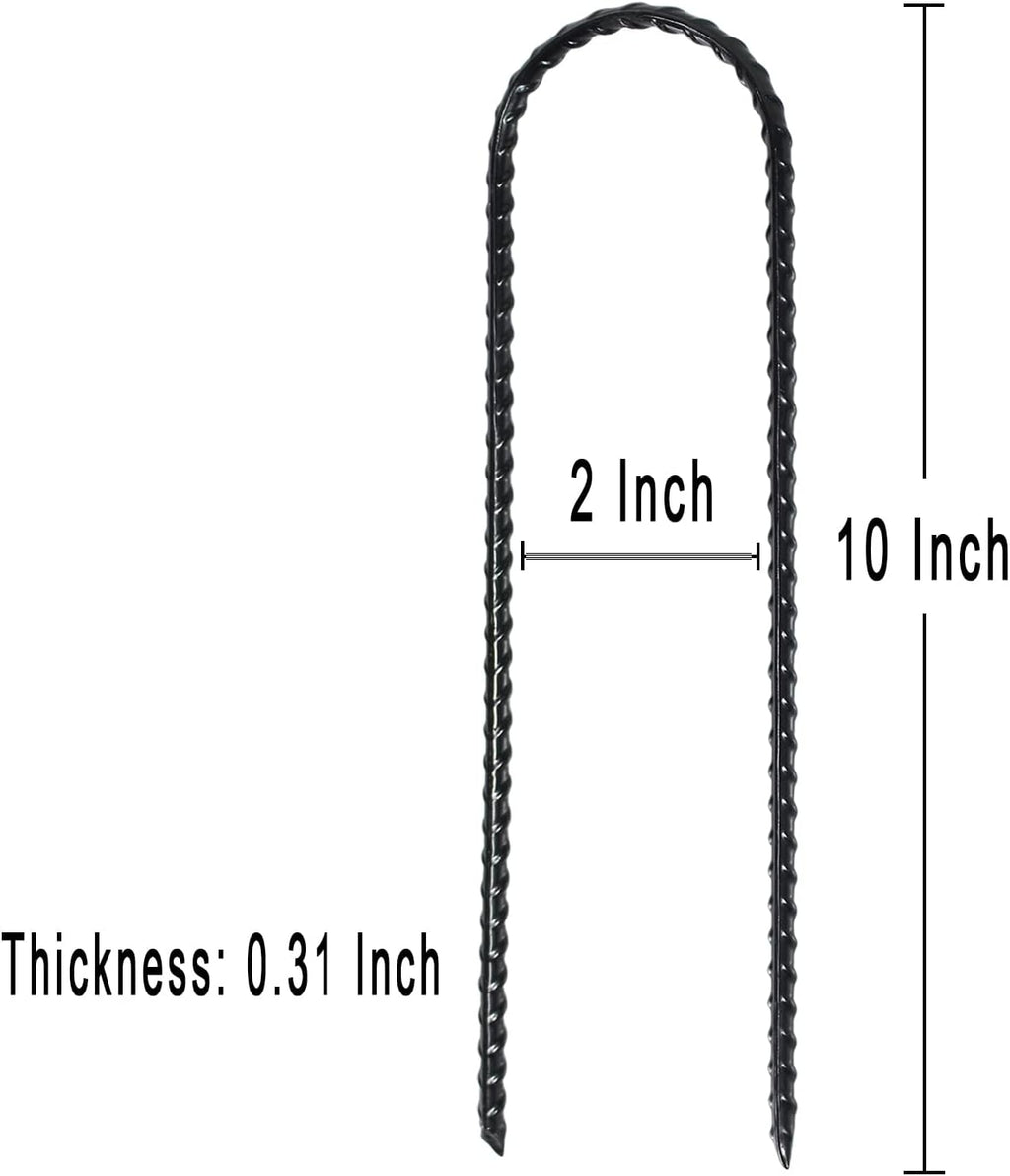 20 Pack 10 Inch Heavy Duty Trampolines Wind Stakes Galvanized Steel Garden Stakes U-Shaped Staples for Landscaping, Camping Tents, Soccer Goals and Garden Decoration