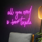 All You Need Is Tequila Neon Sign, All You Need Is Love Led Light, Tequila Led Sign, Tequila Pub Neon Light, Wine Bar Club Room Wall Decor Size:20inch