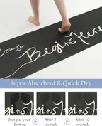 MontVoo-Bath Mat Rug Long Non Slip Super Absorbent Bathroom Runner Stain Resistant Quick Dry Thin Bathroom Mat Fit Under Door-17"x59",Black