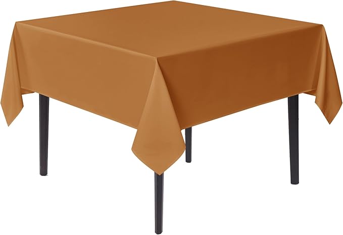 sancua Square Tablecloths 85x85 Inch Bronze - Fabric Fall Table Cloth for Square or Round Tables, Washable Polyester Table Cover for Thanksgiving Dinner, Holiday Party, Decorative Display Tables