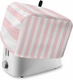 Toaster Cover 4 Slice Pink Stripes Toaster Oven Cover with Pockets Pink White Vertical Striped Dustproof Bakeware Protector Small Kitchen Appliance Dust Covers and Fingerprint Protection for Women