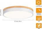 Dimmable Wood LED Flush Mount Ceiling Light, 5CCT 2700K-6000K Modern Round Close to Ceiling Lighting Fixtures, Minimalist White Ceiling Lamp for Living Room, Bedroom, Laundry Room