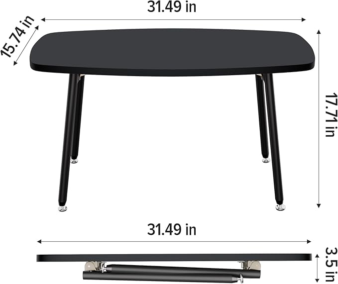 WOHOMO Folding Coffee Table Small Black Coffee Tables for Living Room Portable Simple Modern Rectangular Center Table for Small Spaces,No Assembly, 31.5 * 15.7 * 17.7IN, Black