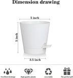 5 Pack 5 inch Self-Watering Pots, African Violets Planter with Drainage Holes and Reservoir, White Plastic Planter for Indoor Outdoor Plants Flowers and Houseplants White, 5 inch 5 pcs