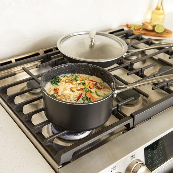 Nordic Ware Basalt Formed Aluminum Sauce Pan, 3 Quart, Ceramic Coating