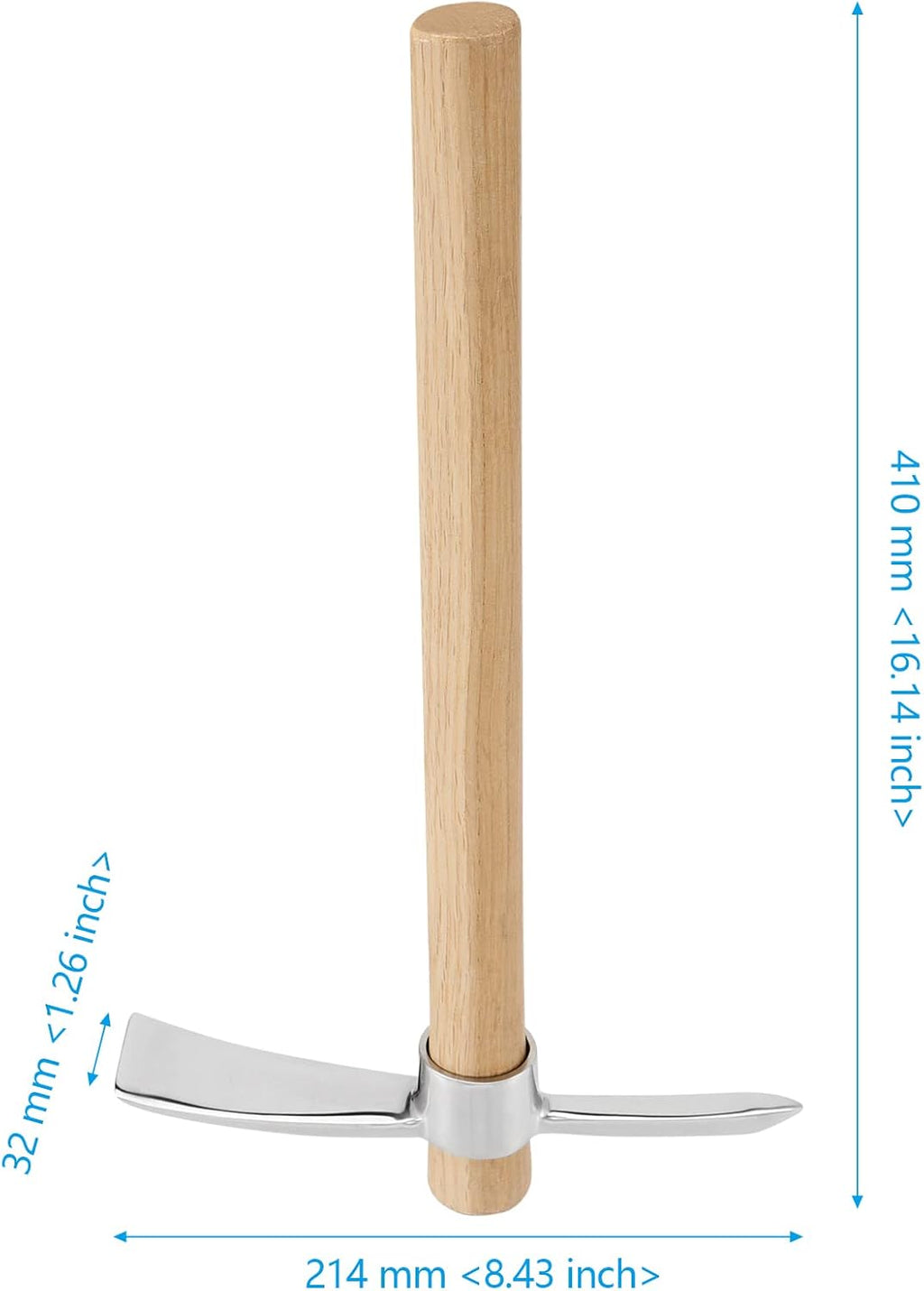 2 Pack 16 Inch Garden Pick Axe, Stainless Steel Hoe with Hardwood Handle, Pick Mattock Hoe, Mattock Cutter for Weeding, Digging, Landscaping, Loosening Soil