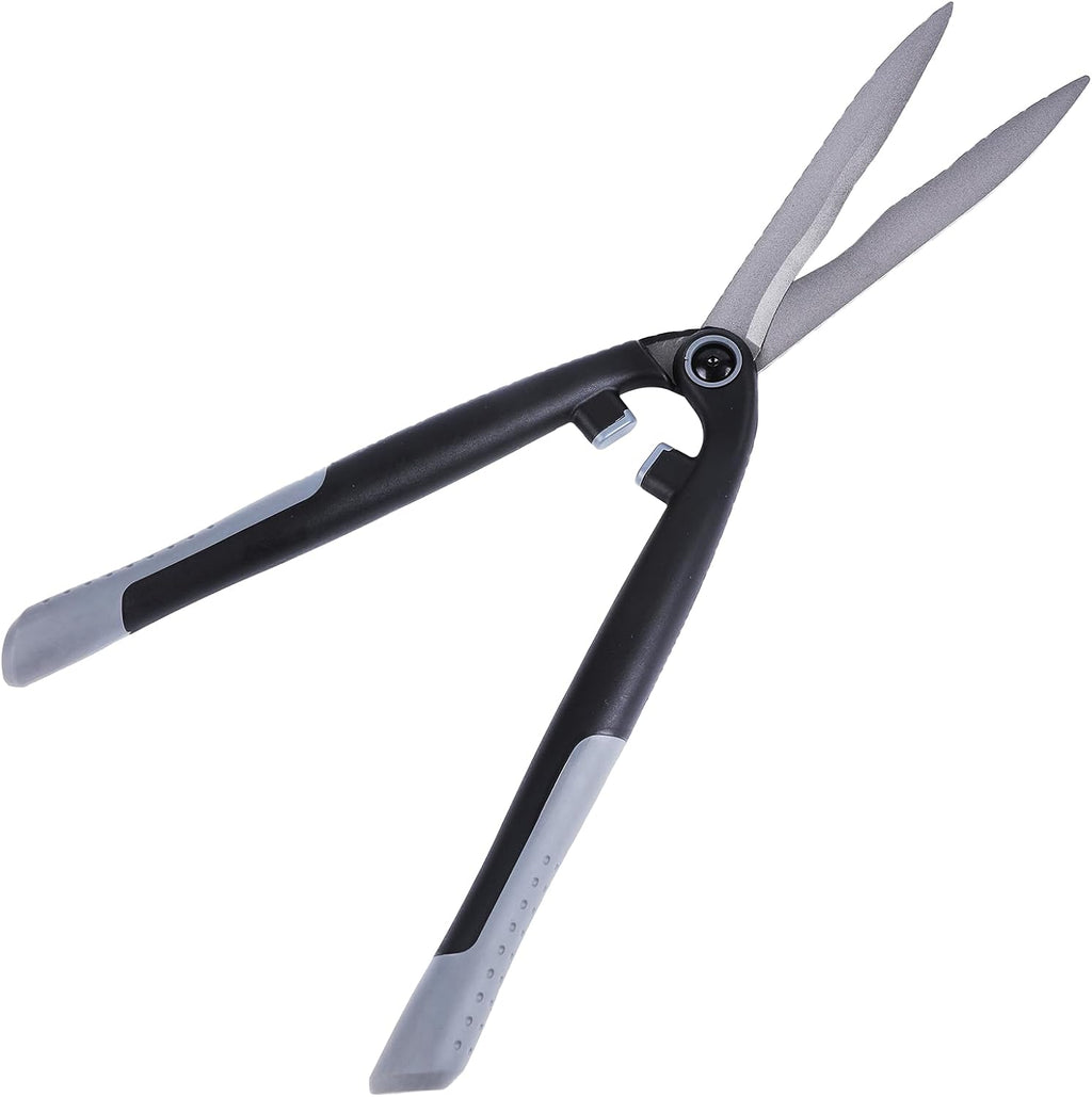 Garden Hedge Shears for Trimming and Shaping Shrubs with SK5 High Carbon Steel Non-Stick Blades, Shock-Absorbing Bumpers & Lightweight Handles