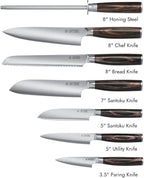 Yatoshi Kitchen Knife Set - 7 Piece, Ultra Sharp High Carbon Stainless Steel, Hidden Tang with Pakkawood Handles