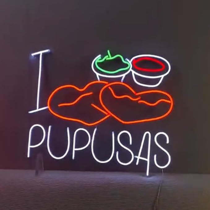 I Love Pupusas Neon Sign, Salvadoran Pupusas Led Sign, Custom Neon Sign, Pupusas Store Wall Decor, Pupusas Lover Gifts, Pupusa Neon Light Size:23inch