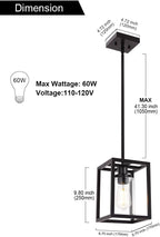 VINLUZ 1 Light Single Pendant Lighting Fixture in Matte Black Finish,Classic Farmhouse Chandelier with Clear Glass Shade Hanging Ceiling Light