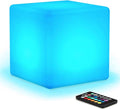 Mr.Go Rechargeable LED Color-Changing Light Cube 8", Dimmable Soothing Mood Lamp with Remote, 16 RGB Colors 4 Modes, Waterproof Cube Lights for Home Patio Party Accent Ambient Decorative Lighting