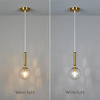 Modern Gold Pendant Light Hanging Fixture Light for Kitchen Island Mid Century with Globe Pendant Light Clear Glass Pendant Lighting for Living Room Bedroom Entryway (2 Pack)