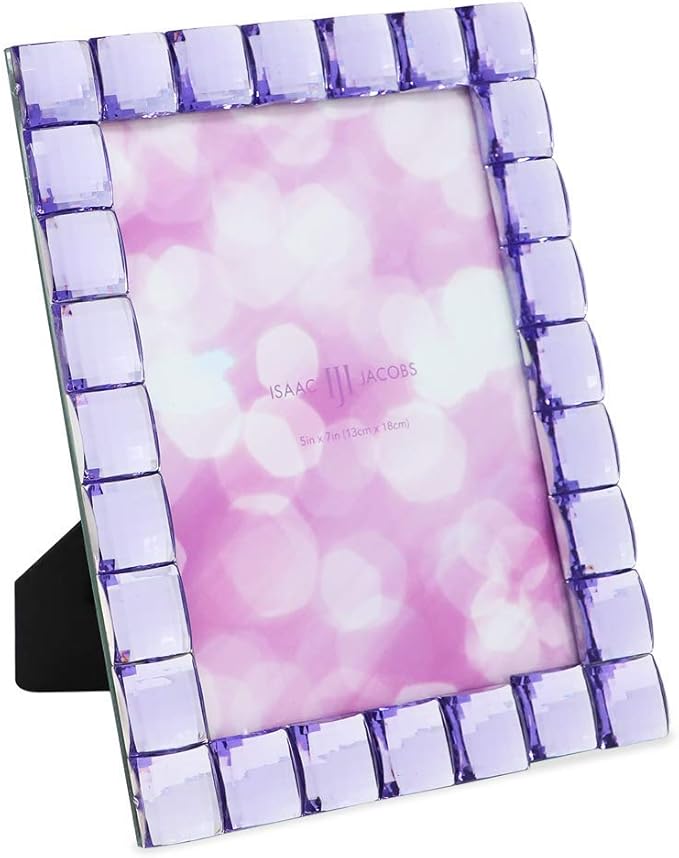Isaac Jacobs Decorative Sparkling Light Purple Jewel Picture Frame, Photo Display & Home Décor (5x7, Light Purple)