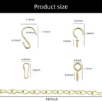 236 Inch Gold Hanging Baskets Chains - Adjustable Length, Brass Decorative Metal Chain with A Great Assortment of Hooks for Hanging Bird Feeders Planters Baskets Billboards Ornaments, Chain Hooks DIY