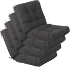 QILLOWAY Outdoor Chair Cushion for Patio Furniture, Waterproof Patio Cushions Set of 4 with Ties, Fade Resistant Replacement Pads for Outdoor Rocking Chairs,Dark Grey