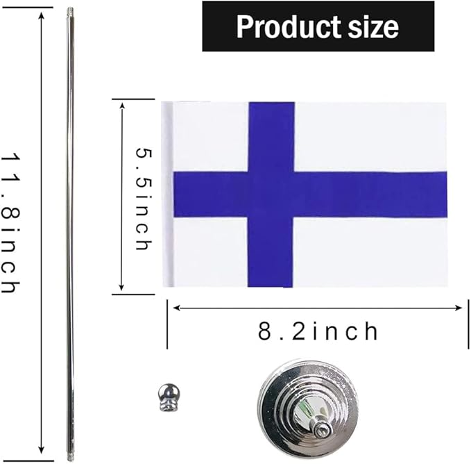Finland Flag Finnish Flags, Small Mini Finnish Desk Flag, Used for Table Office Classroom Home Patriotic Events Decorations