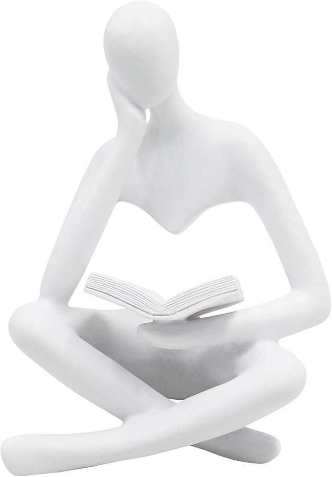 Reading Women Statue, Thinker Sculptures, Abstract Art Ornament, Modern Aesthetic Figurine Decoration, Suitable for Home Living Room Bedroom Office Shelf Table Desk Bookshelf Decor