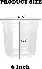 RAOOKIF 25 Pack 6 Inch Clear Nursery Pots with Drainage Holes, Flexible Plastic Nursery Pots for Plants, Reusable Garden Flower Pot, Seed Starter Pots