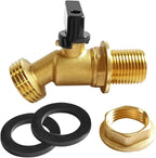 Uenede Brass Water Container Rain Barrel Faucets Spigot 3/4" G Male Thread Large Inlet to 3/4" GHT Male Thread Outlet with Quarter Turn Ball Valve Include Bulkhead Fitting and Washers