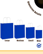 qiqee 50-Packs Diamond Blue Paper Gift Bags with Handles Bulk 4.5"x2.5"x6" Mini Size Party Favor Bags Multiple Uses