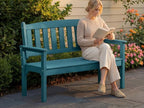 Psilvam 3-Person Outdoor Memorial Bench, All-Weather Poly Lumber Garden Bench, Rot-Resistant Outdoor Patio Bench for Park,Porch,and Church(Blue)