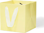 Yellow Paper Gift Bag 4 in Paper Box Small Square Bottom Kraft Paper Bags with Handles for Wedding Baby Shower Birthday Party (Yellow, 4 x 4 x 4 in, 10 CT)
