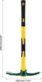 MOUYAT 23 Inch Large Pick Mattock Hoe, Garden Pick Axe Forged Steel Weeding Mattock Hoe Tool with Fiberglass Handle for Loosening Soil, Prospecting, Cultivating