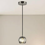 Modern Pendant Light, Small Brushed Nickel Crystal Pendant Light Fixture, Single Smoke Crystal Island Pendant Lighting for Kitchen Dining Room