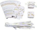 AWELL Small Marble White Gift Candy Box Bulk 2x2x2 inches with Ribbon Party Favor Box,Gold and White Marble,Pack of 50