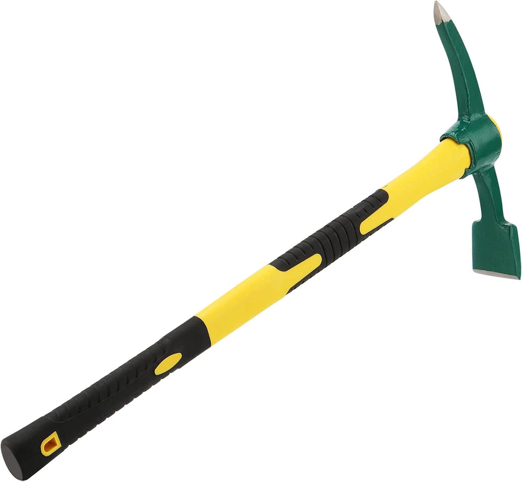 MOUYAT 23 Inch Large Pick Mattock Hoe, Garden Pick Axe Forged Steel Weeding Mattock Hoe Tool with Fiberglass Handle for Loosening Soil, Prospecting, Cultivating