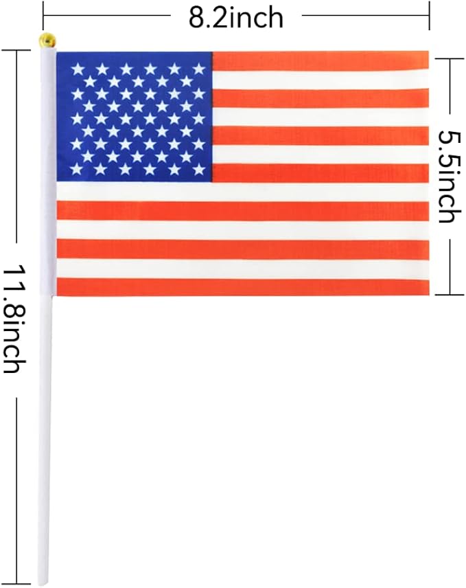 Small American Flags On Stick, Mini Handheld American USA Flag, Ideal For Party Parades Sports Events Patriotic Festival 4th Of July Decorations
