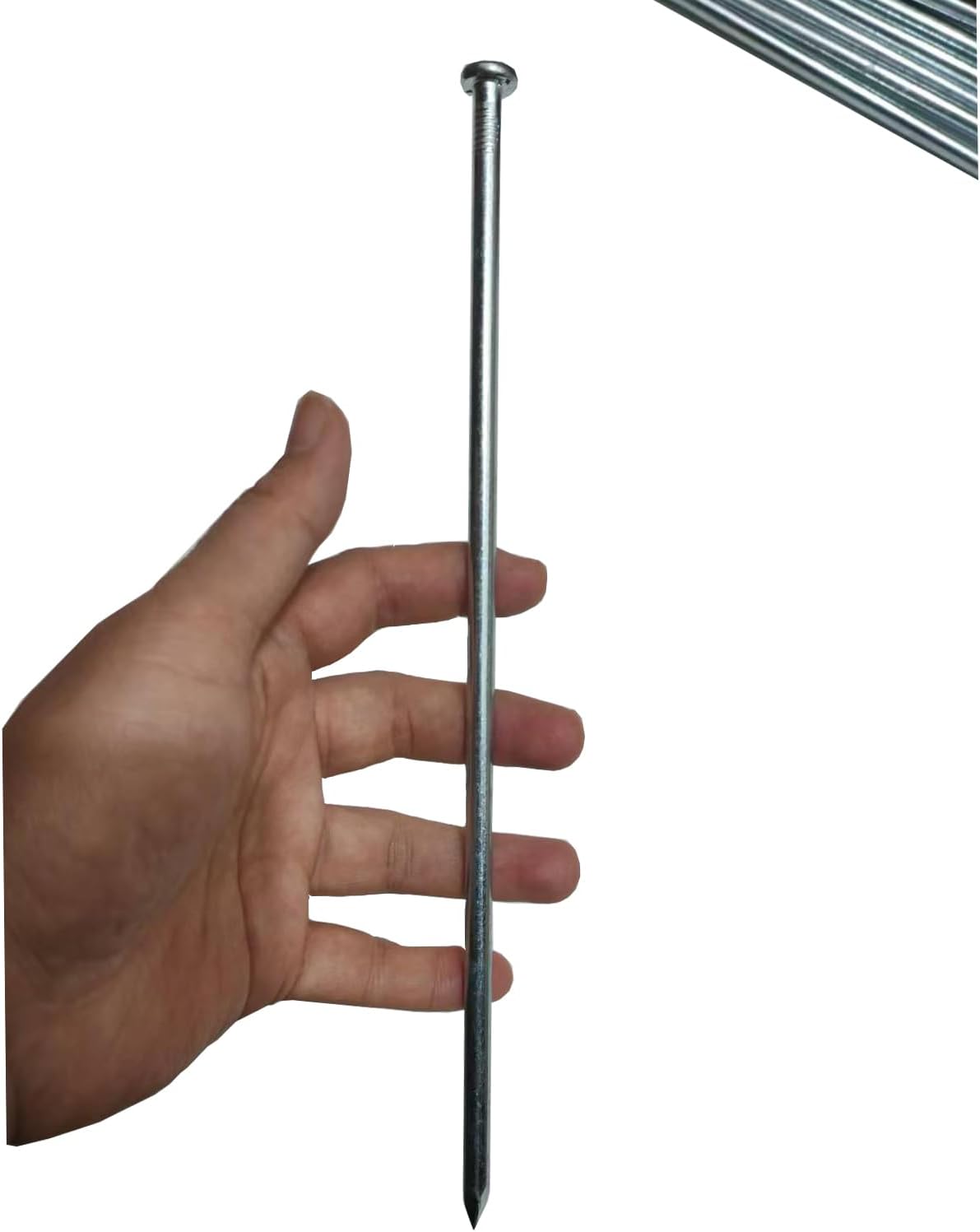 Metal Stakes, 10 Inch 50Pcs Galvanized Landscape Spikes,Garden Nails for Turf,Weed Barriers,Tent and More (50, Silver)