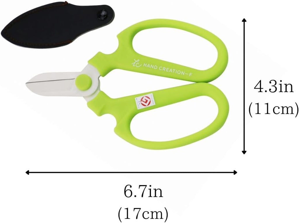 Japanese Florist Scissors – Professional Ultra Sharp Flower Shears Made in JAPAN for Ikebana Floral Design & Gardening SAKAGEN HAND CREATION F-170 (Moss Green)