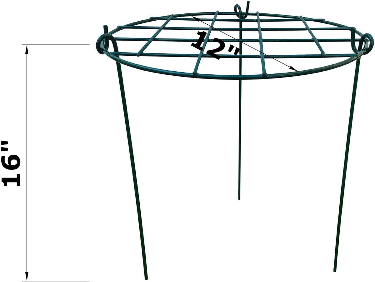 12 x 16 inch Poeny Cage Grow Through Grid Plant Brace Flower Support Rings, Pack of 5 Round Metal Plant Stakes Rings, Strong Large Garden Supports for Flowers, Peonies, Rose, Lily