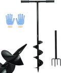 2 in 1 Hand Auger Spiral Drill for Planting, 6 X 42.9inch Post Hole Digger Manual Auger for Fence Posts, Sand, Bulb,Seedlings, Tree, Mail Box, Manual Garden Spiral Hole Digging Drill with Non-Slip.