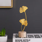 ARFUKA Decoraciones para Salas De Casa Ginkgo Leaf Statues Desktop Sculpture Ornaments Gold Home Decor for Living Room, Bedroom, Office Desktop, Cabinets Pack of 2
