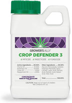 Grower's Ally Crop Defender 3 Concentrate 8 oz | Natural, Safe & Organic Insecticide & Fungicide Control for Plants - Powdery Mildew, Spider Mites & Russet Mite Killer – Makes 25 Gallons