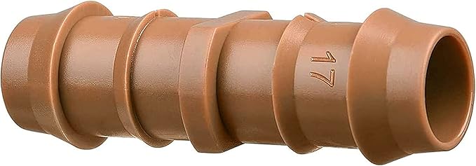 Jayee 50 Pack Drip Irrigation Barbed Coupling Fittings (17mm) for 1/2" Drip Hose(0.600”ID), Sprinkler Tubing Connector for Drip System